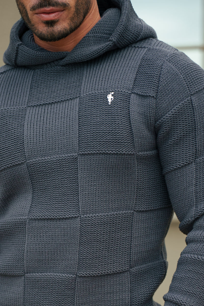 Father Sons Gunmetal Checkerboard Strickhoodie - FSJ136 (VORBESTELLUNG 11. DEZEMBER)