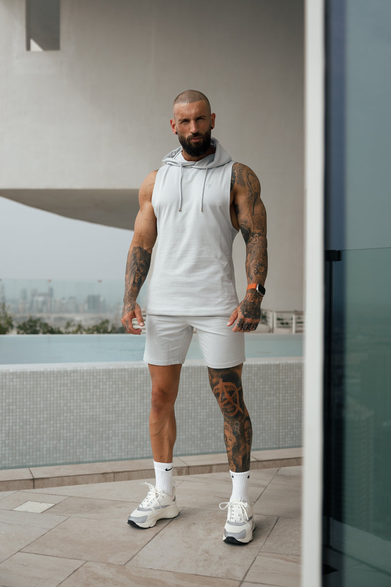 Father Sons Sleeveless Light Grey Gym Hoodie - FSH898