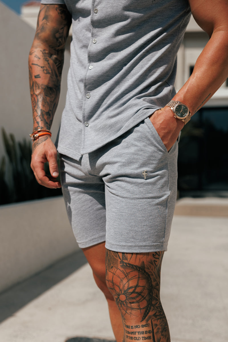 Hellgraue Piqué-Shorts für Vater und Sohn – FSH1361 (VORBESTELLUNG 16. MAI)