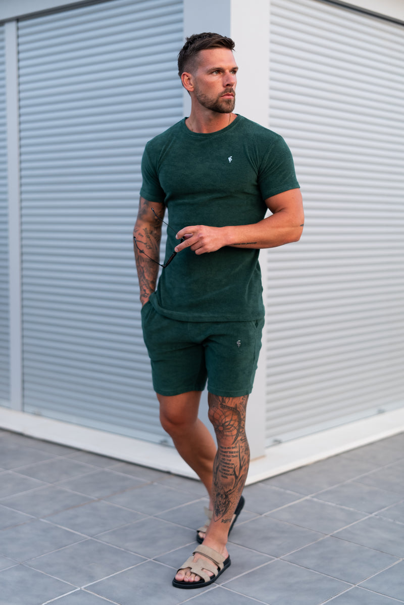 Vater-Söhne-T-Shirt mit Rundhalsausschnitt, Waldgrün/Silber – FSH1347