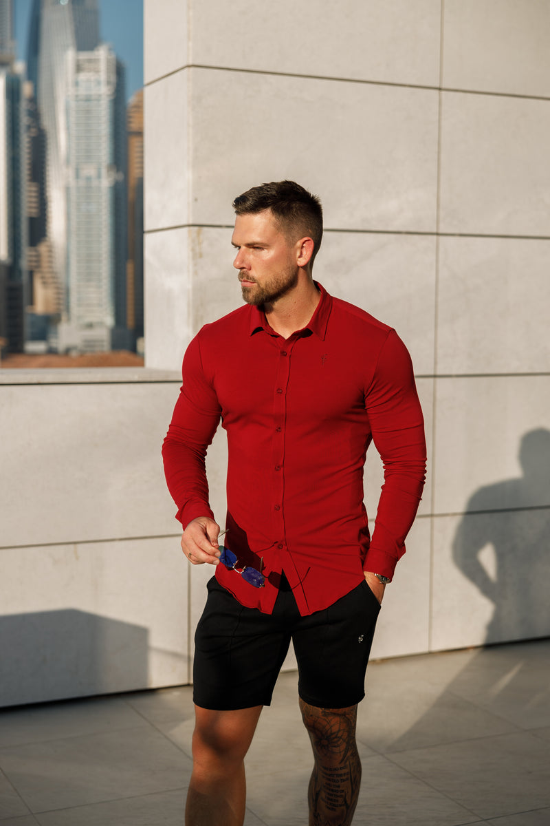 Tailliertes Langarmtrikot „Ox Blood“ von Vater und Sohn – FSD002