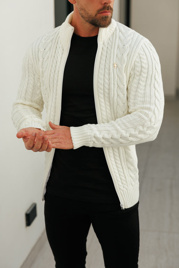 Father Sons Funnel Neck Full Zip Cardigan Cream - FSJ143 (VORBESTELLUNG 21. DEZEMBER)