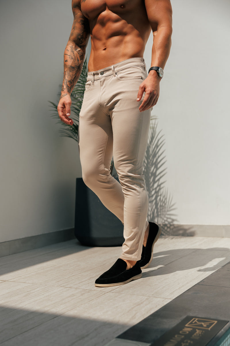 Father Sons Ultra Stretch Beige Relaxed Jeans – FSJEAN008