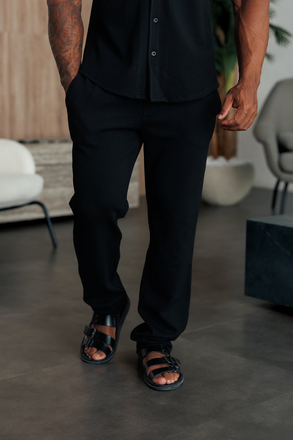 Lockere Jersey-Cordhose für Vater und Sohn in Schwarz – FSR014