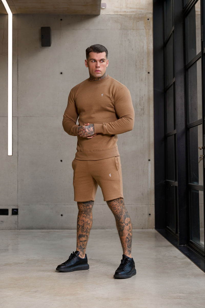 FS-Pullover mit Rundhalsausschnitt und FS-Branding in schlichtem Taupe – FSH1185