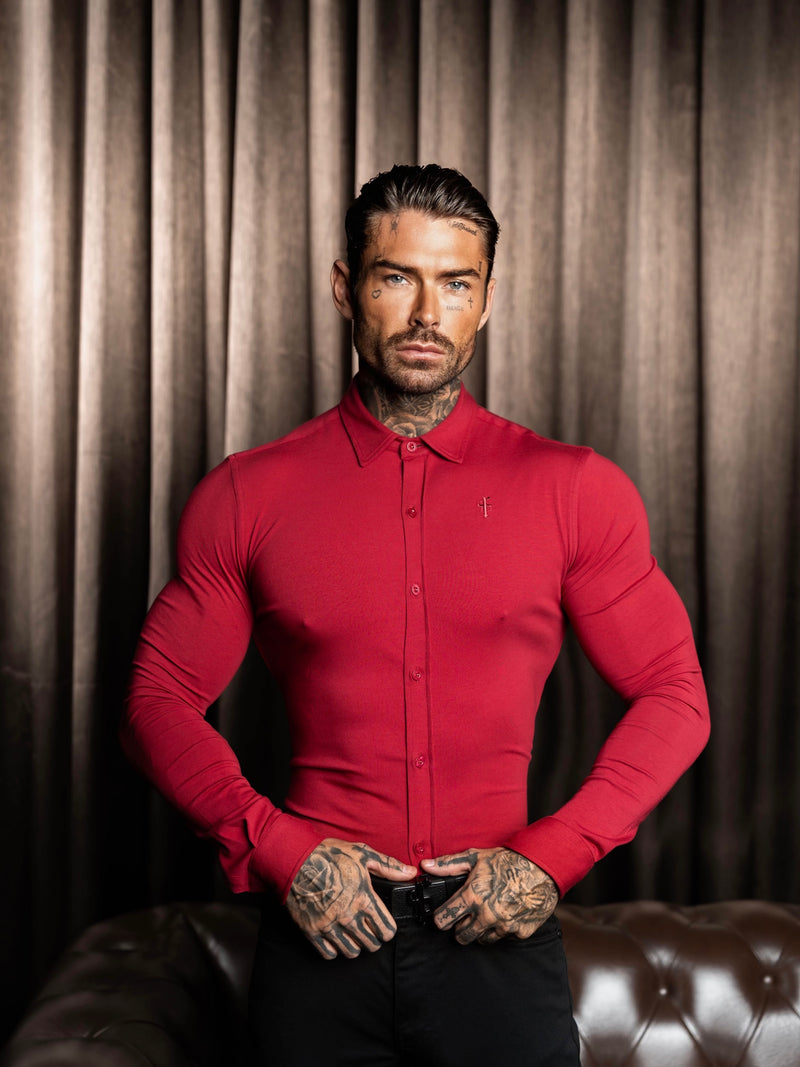 Tailliertes Langarmtrikot „Ox Blood“ von Vater und Sohn – FSD002