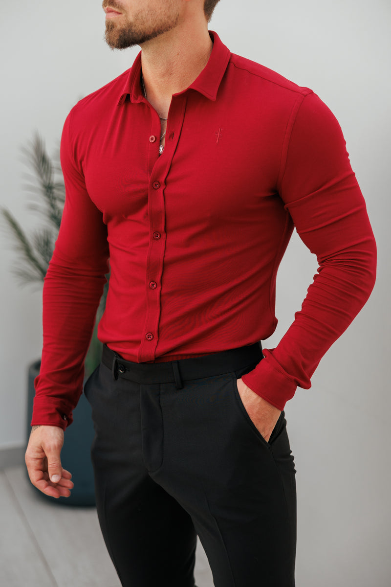 Tailliertes Langarmtrikot „Ox Blood“ von Vater und Sohn – FSD002