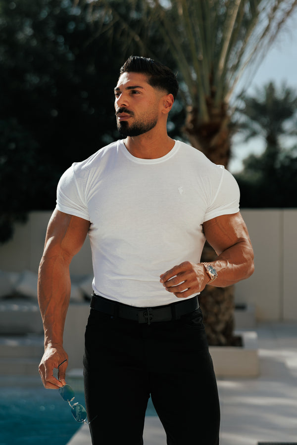 Weißes Bambus-Rundhals-T-Shirt von Vater und Sohn – FSH576