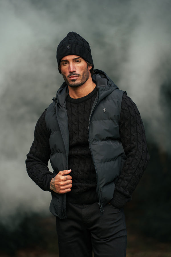FS Black Padded Hooded Gilet - FSN235 (PRE ORDER 15TH DECEMBER)