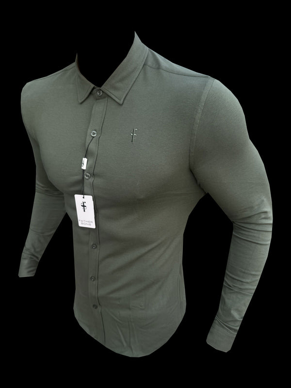 Tailliertes Langarm-Trikot „Vater und Söhne“ in Khaki – FSD003 (VORBESTELLUNG 29. AUGUST)