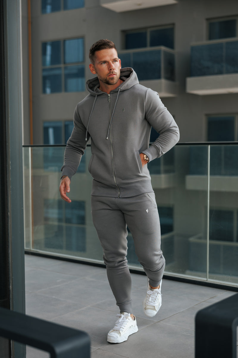 FS Holzkohle / Silber Full Zip Hoodie mit Taschen - FSH1251
