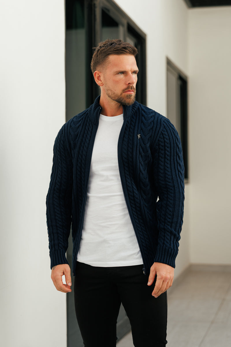 Father Sons Funnel Neck Full Zip Cardigan Dark Navy -  FSJ146 (PRE ORDER 21ST DECEMBER)