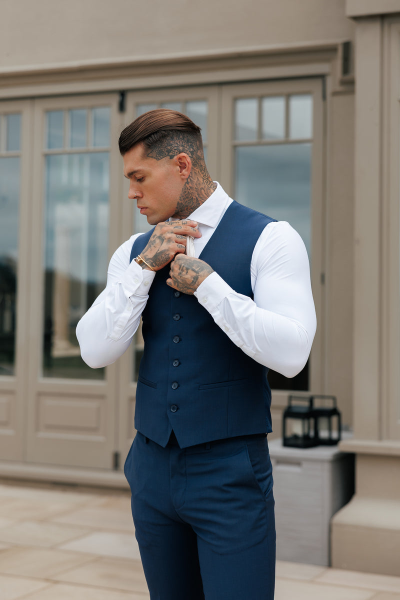 Father Sons Slim Formal Waistcoat Navy - FSW012