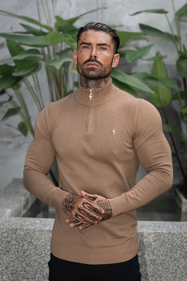 Father Sons klassischer weißer Rollkragenpullover aus Merinowolle mit FS-Stickerei – FSN018