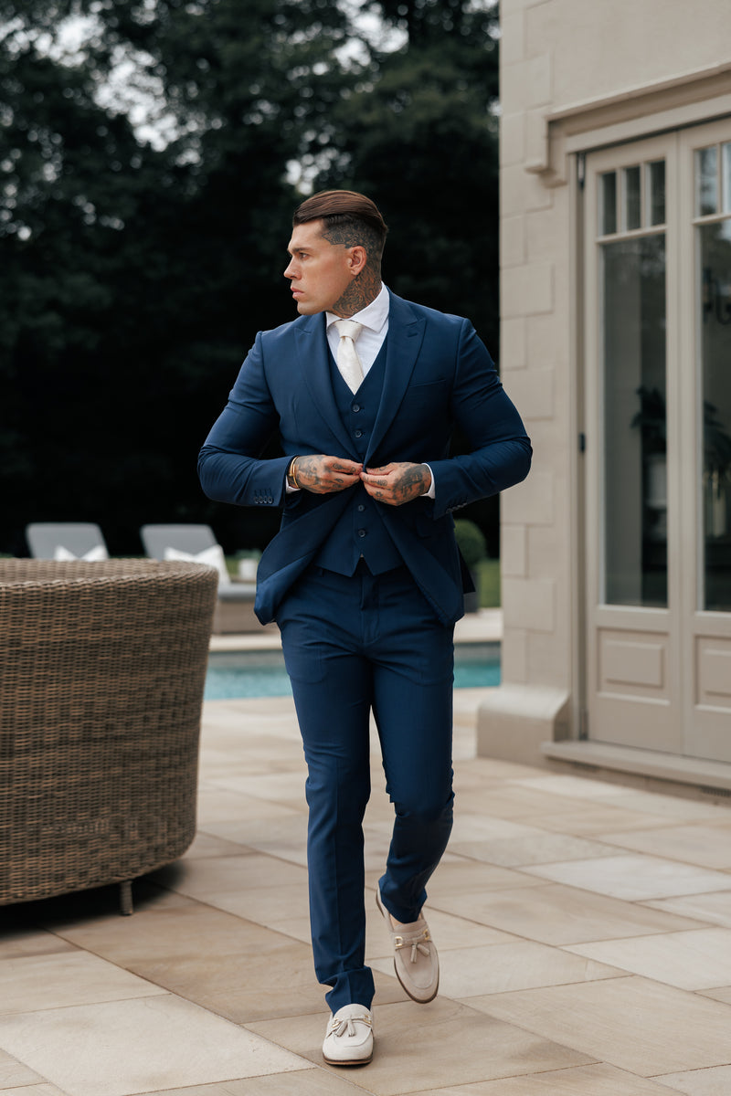 Schmal geschnittene Anzugjacke für Vater und Sohn, Marineblau – FSJKT013