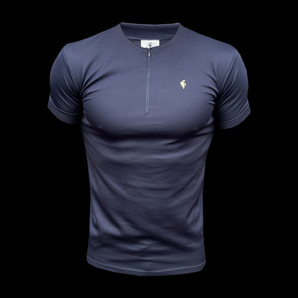 Father Sons Scuba Navy/Gold Crew T-Shirt mit Reißverschlussdetail, kurzärmlig – FSH1033