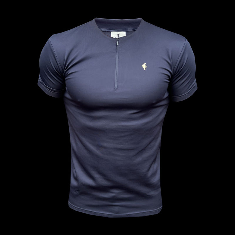 Father Sons Scuba Navy/Gold Crew T-Shirt mit Reißverschlussdetail, kurzärmlig – FSH1033