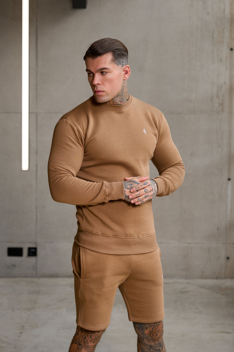 FS-Pullover mit Rundhalsausschnitt und FS-Branding in schlichtem Taupe – FSH1185