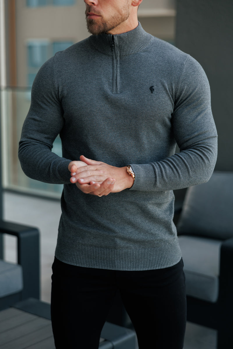 FS Charcoal Trichter Hals gestrickt Pullover mit FS Branding - FSN192