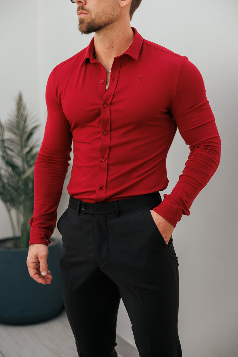 Tailliertes Langarmtrikot „Ox Blood“ von Vater und Sohn – FSD002