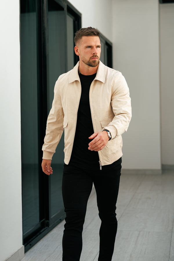 FS – Beige Bomberjacke mit Wildleder-Feeling – FSN228