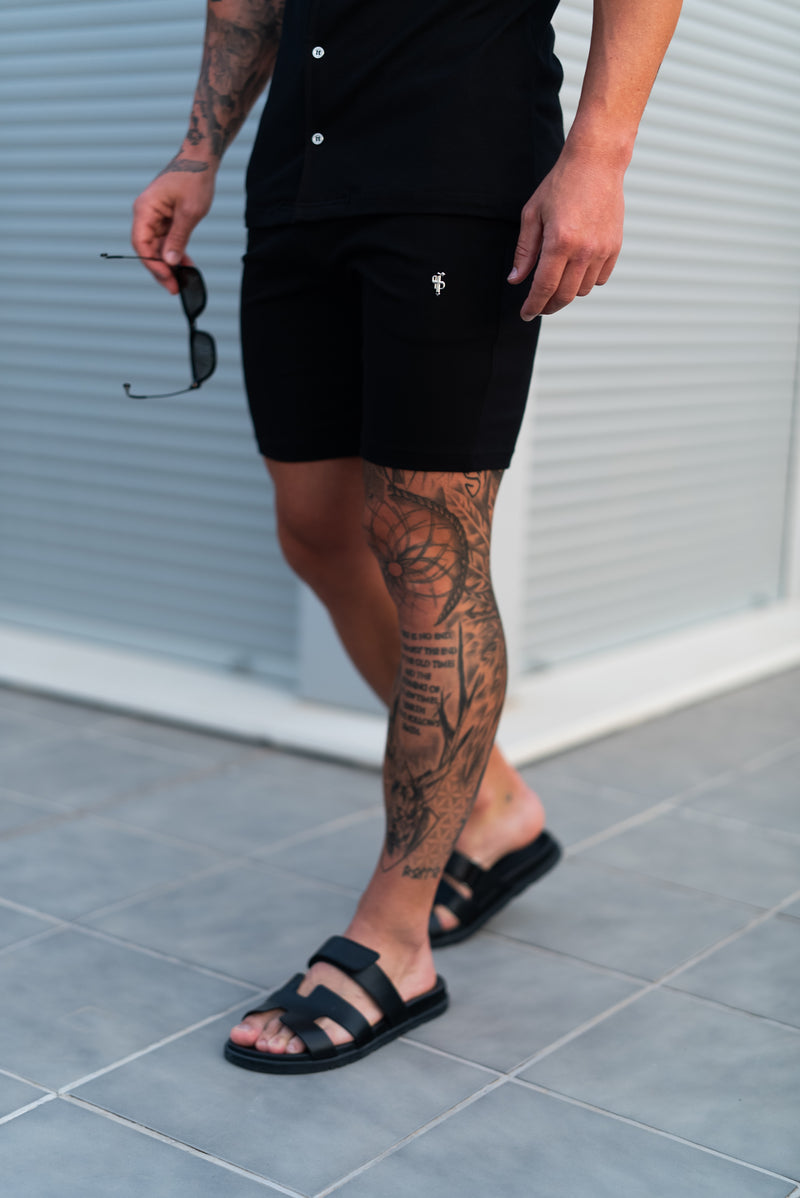 Schwarze Piqué-Shorts für Vater und Sohn – FSH1359