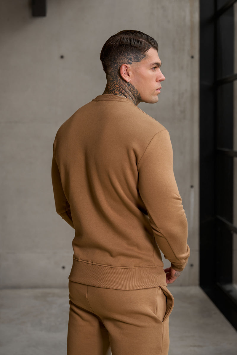 FS-Pullover mit Rundhalsausschnitt und FS-Branding in schlichtem Taupe – FSH1185