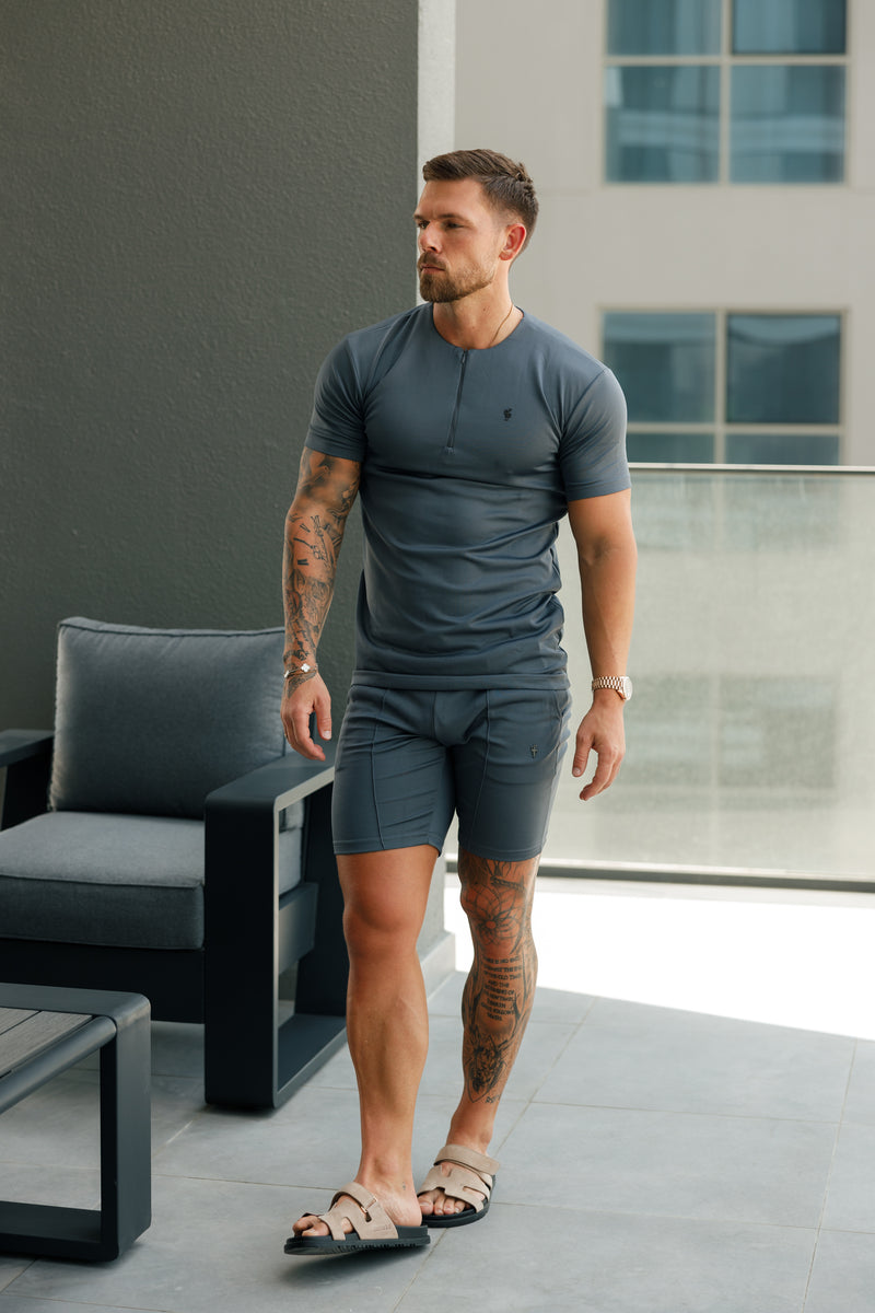 Father Sons Scuba Shorts mit elastischem Kordelzug und Biesen, Anthrazit/Schwarz - FSH1112