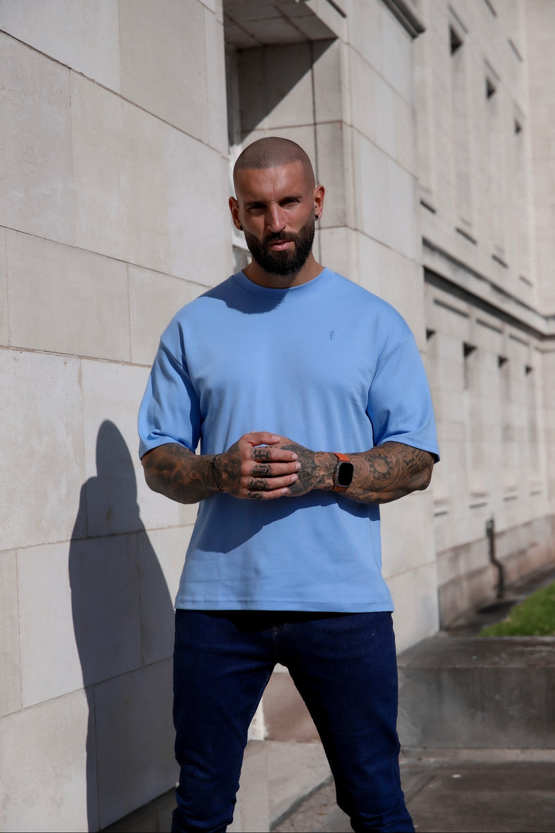 Father Sons Classic Light Blue Oversized Crew T Shirt - FSH872