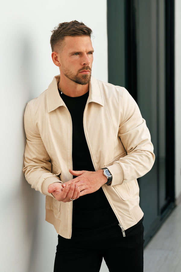 FS – Beige Bomberjacke mit Wildleder-Feeling – FSN228