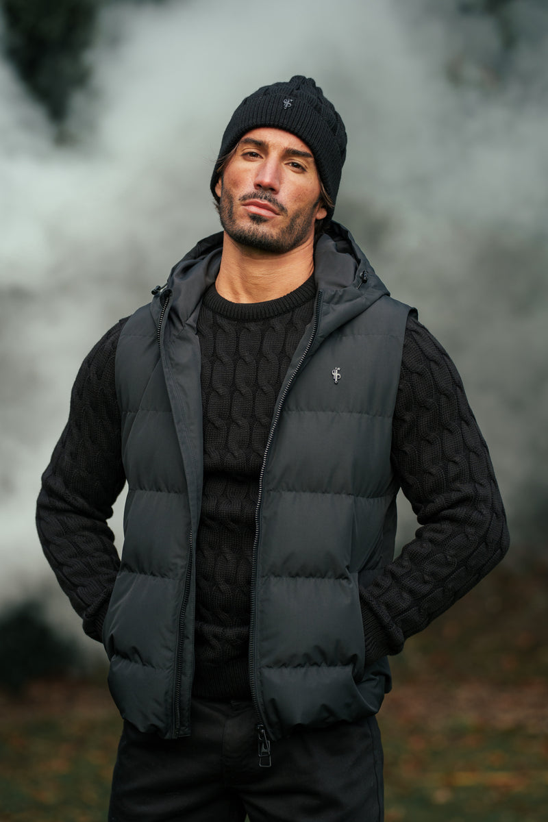 FS Black Padded Hooded Gilet - FSN235 (PRE ORDER 15TH DECEMBER)