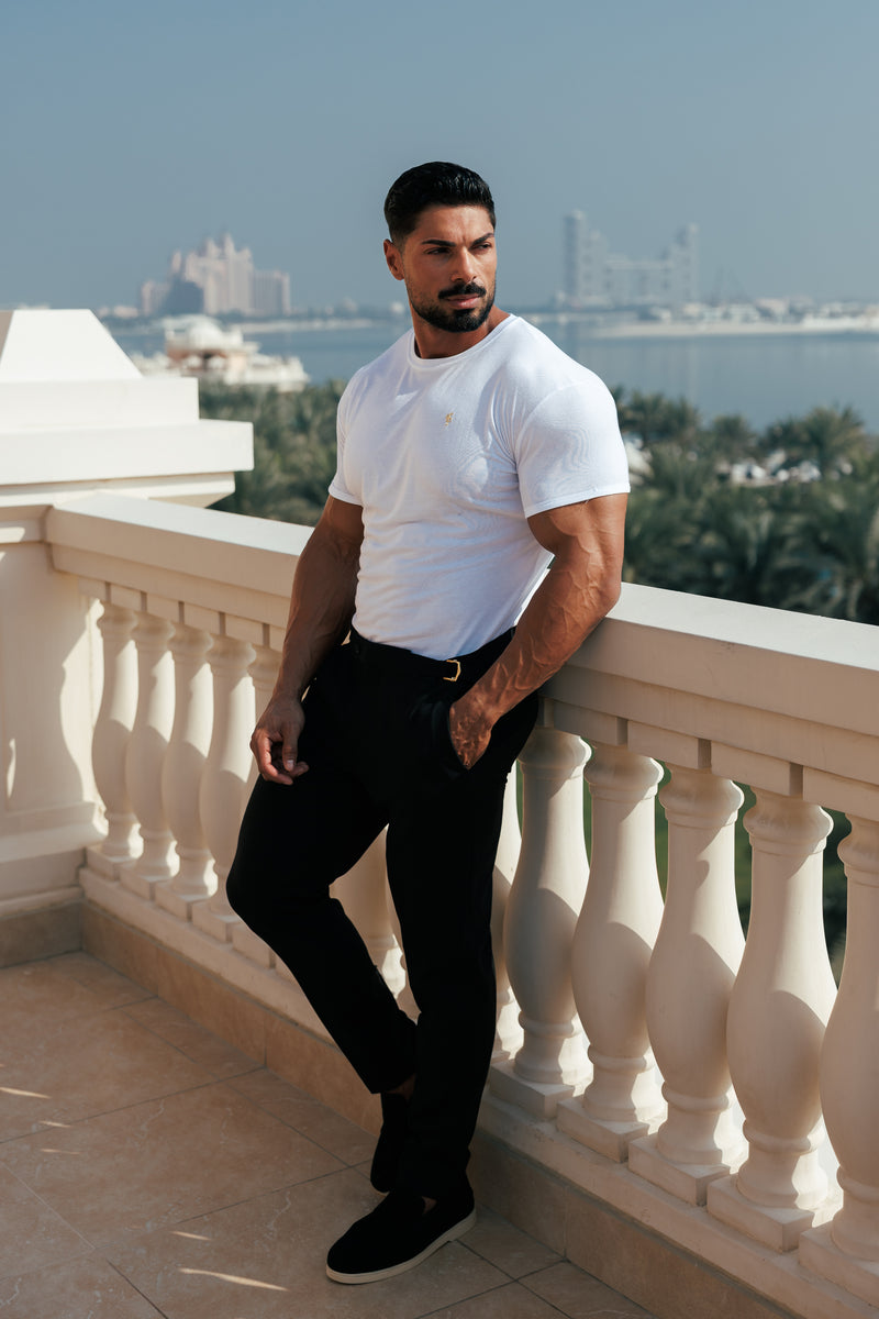 Vater-Söhne-Klassiker, weiße Bambus-Crew mit goldenem Metall-Emblem, Aufkleber FSH1381