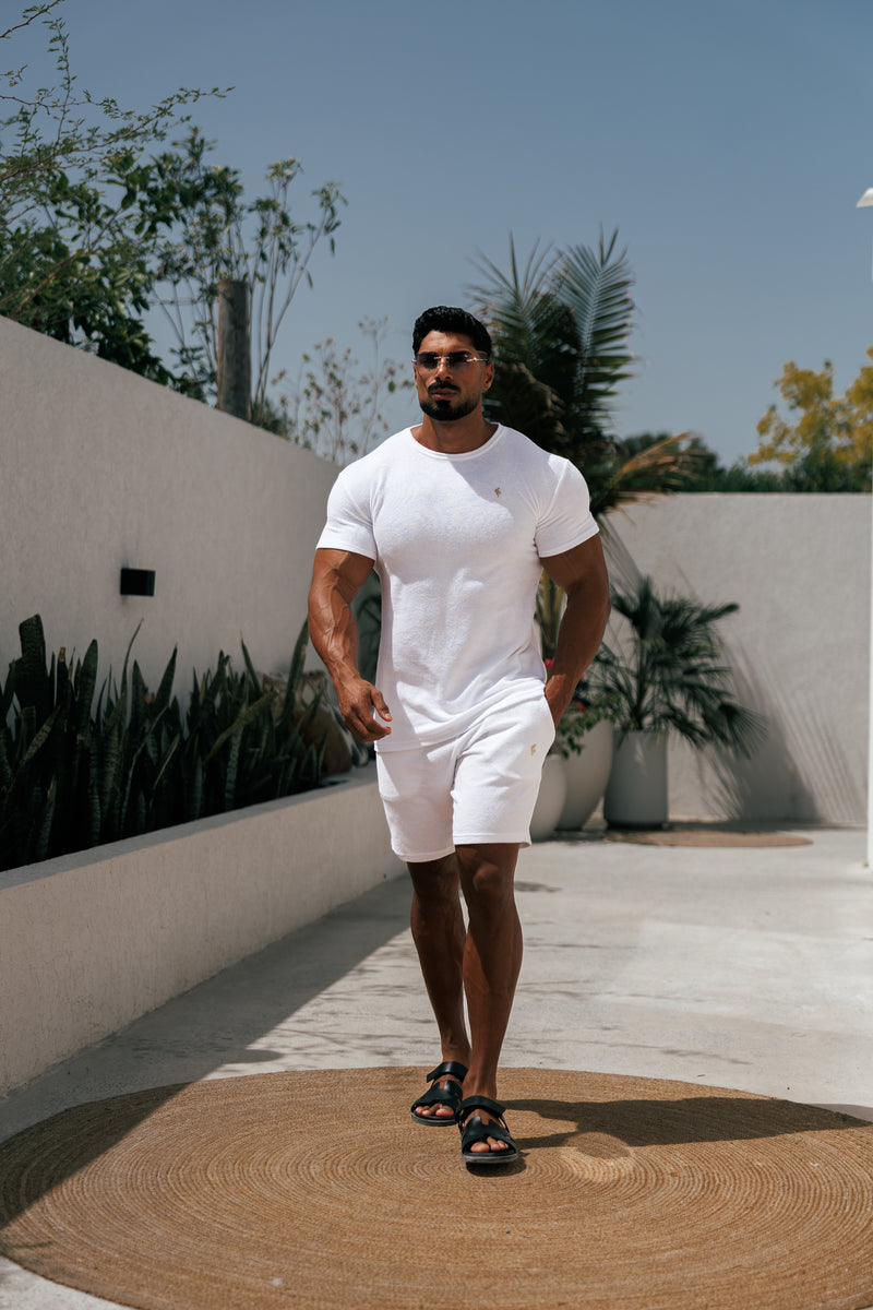 Father Sons White / Gold Towelling Crew T Shirt - FSH1345