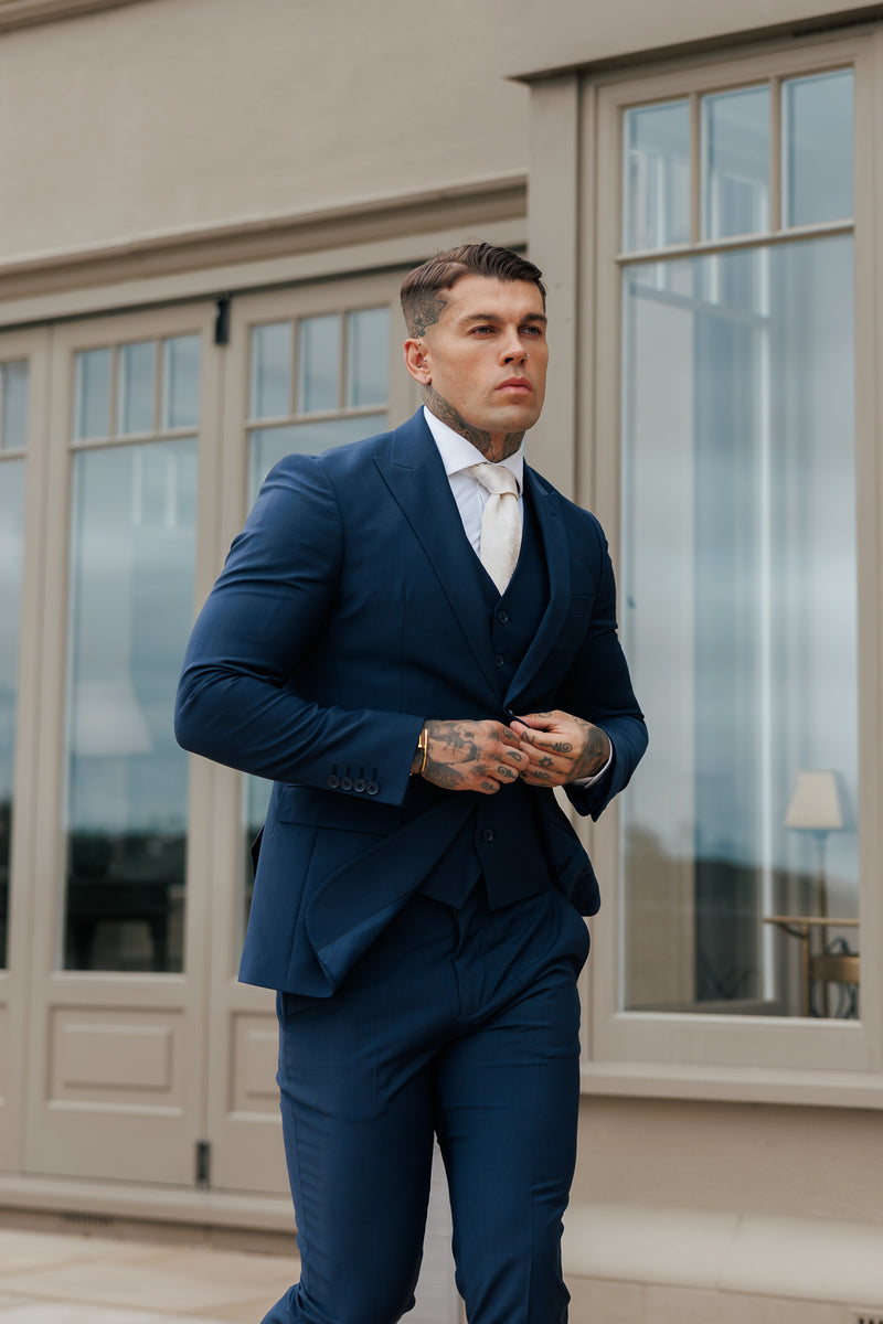 Schmal geschnittene Anzugjacke für Vater und Sohn, Marineblau – FSJKT013