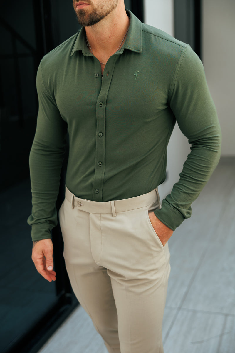 Tailliertes Khaki-Langarmtrikot für Vater und Sohn – FSD003