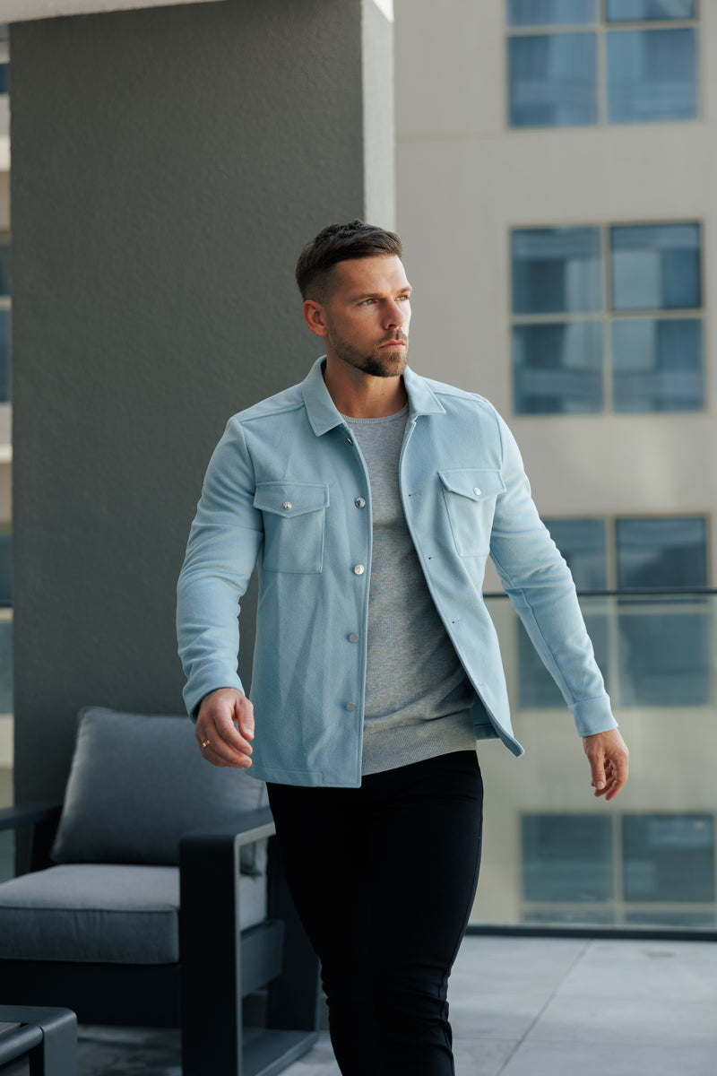 FS Gebürstete, schlichte Jacke mit Knopfleiste, Blau – FSN185