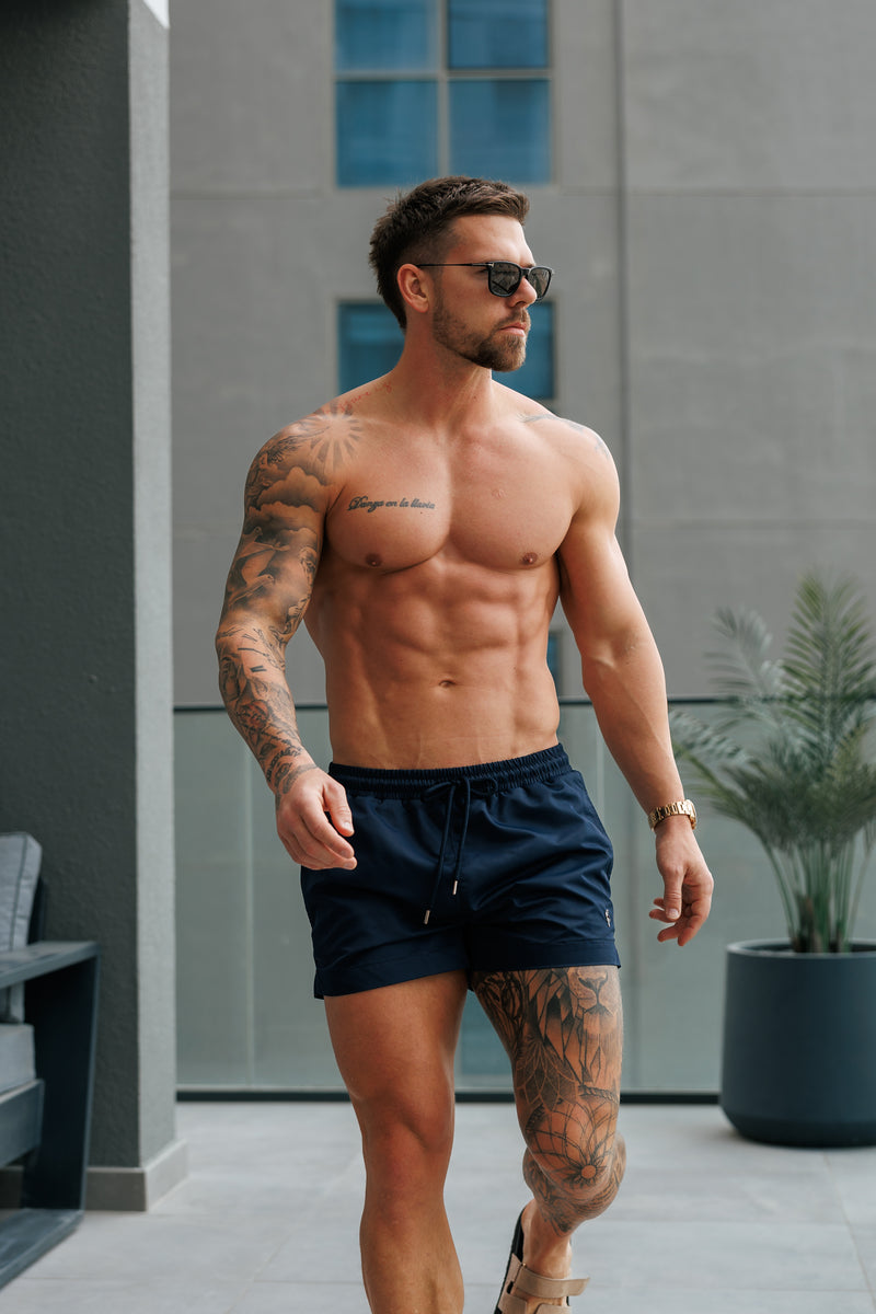Vater-Söhne-Badeshorts in Marineblau/Silber - FSH1322