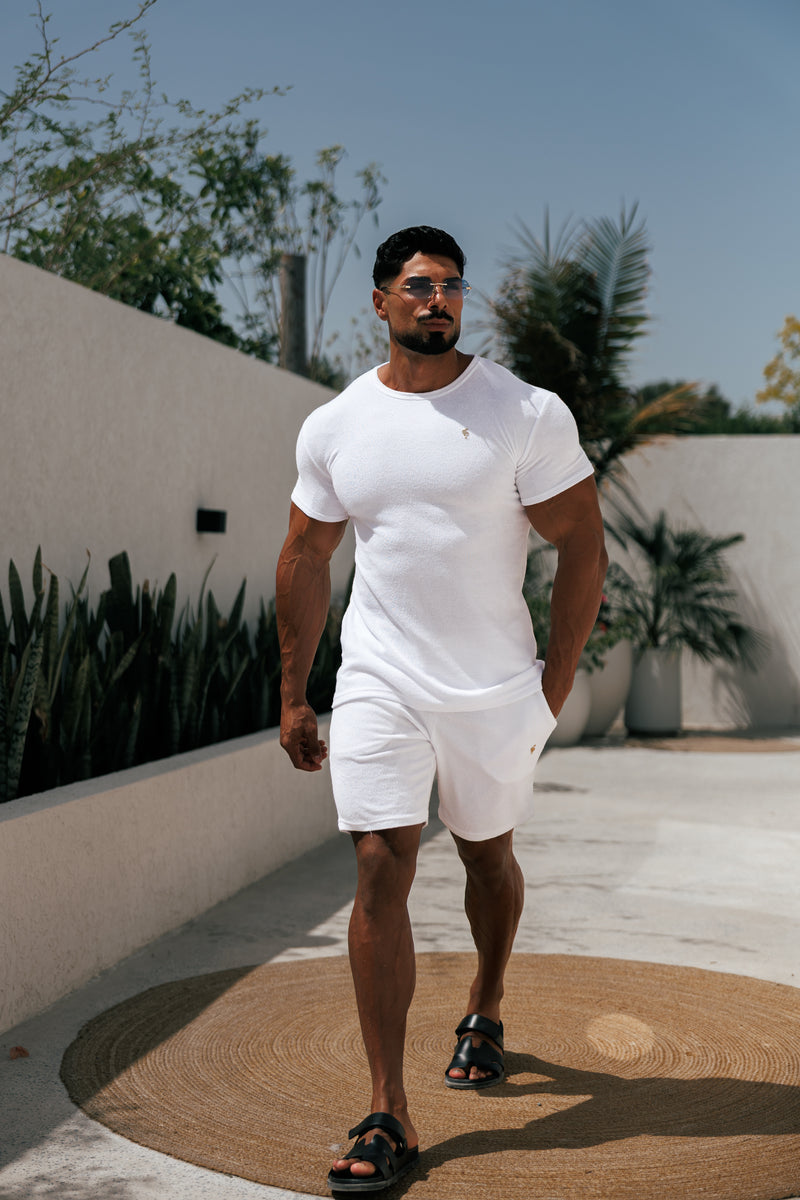 Father Sons White / Gold Towelling Crew T Shirt - FSH1345