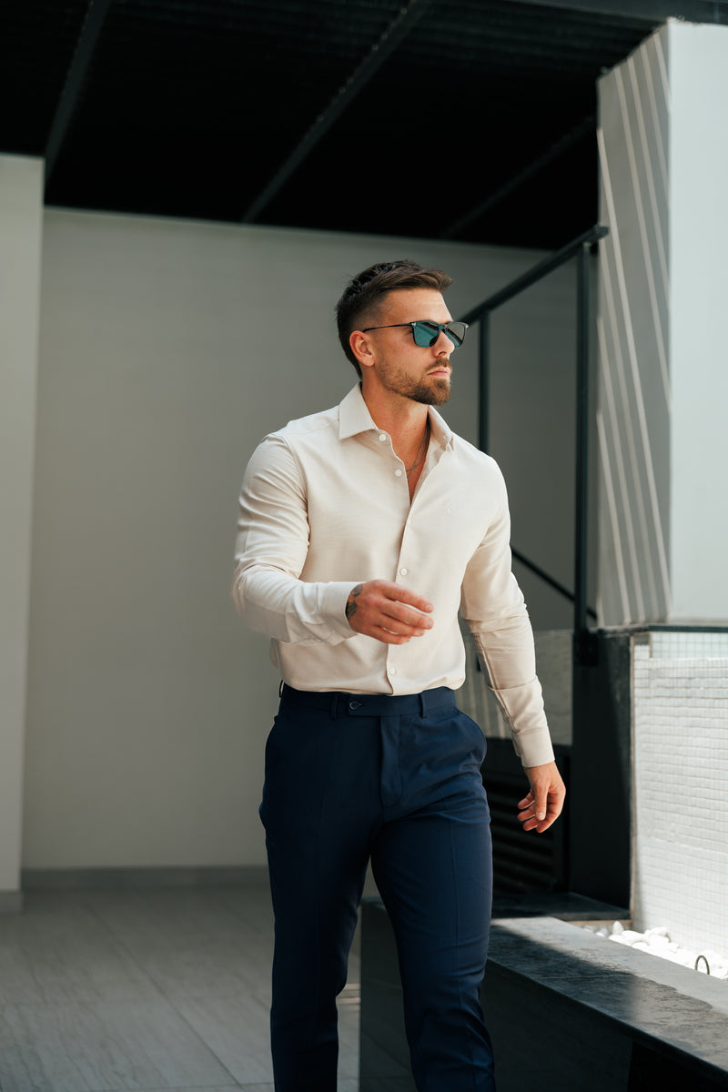 Father Sons Classic Oxford Touch Long Sleeve Beige with Cutaway Collar - FS1175