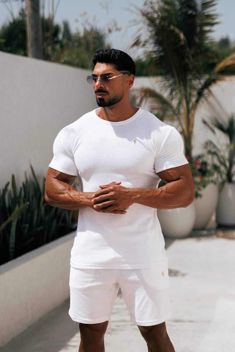 Father Sons White / Gold Towelling Crew T Shirt - FSH1345