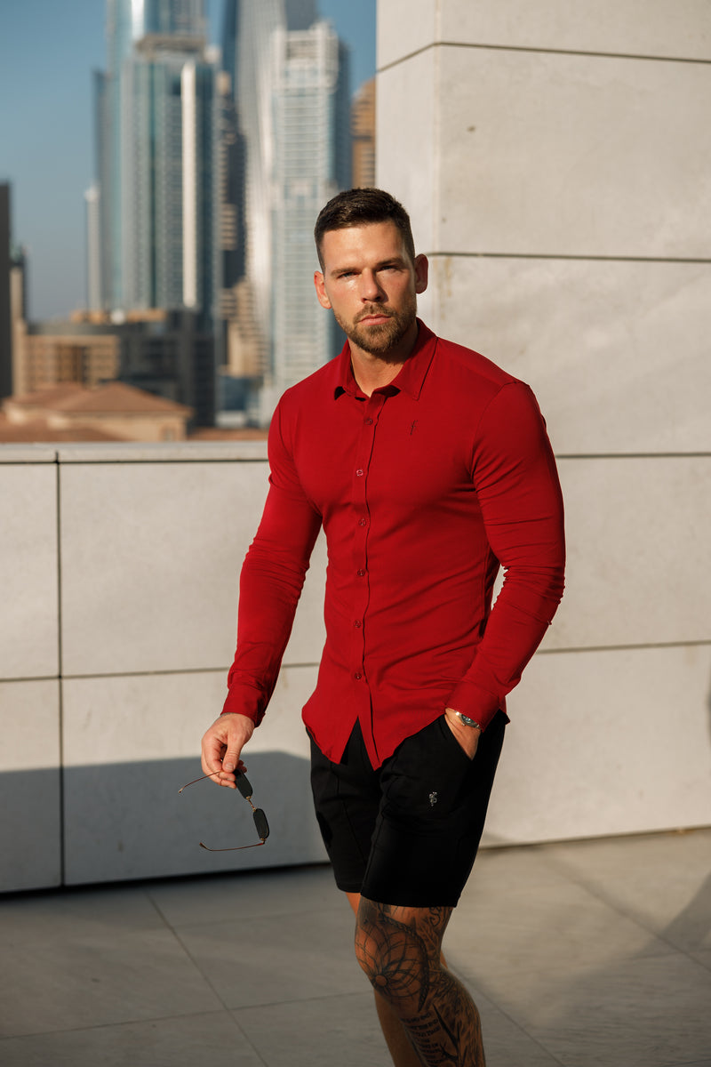 Tailliertes Langarmtrikot „Ox Blood“ von Vater und Sohn – FSD002