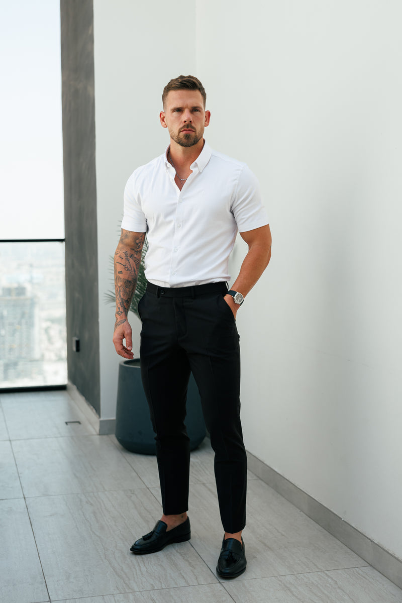 Father Sons Classic Stretch Oxford Short Sleeve White - FS1015