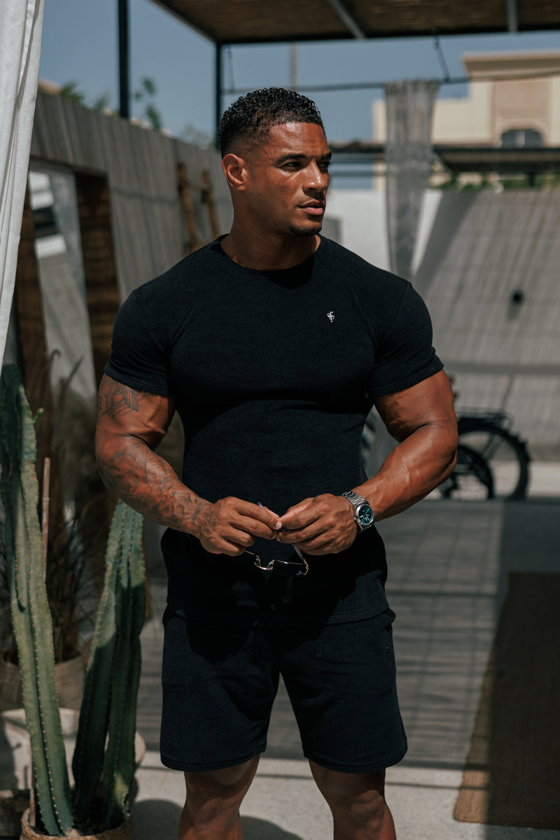 Father Sons Black Towelling Crew T Shirt - FSH816