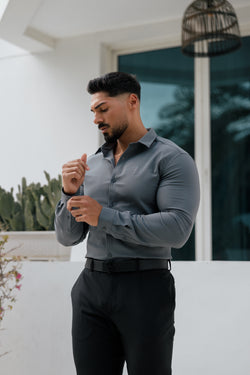 Father Sons Super Slim Scuba Gunmetal Long Sleeve Stretch - FS1033