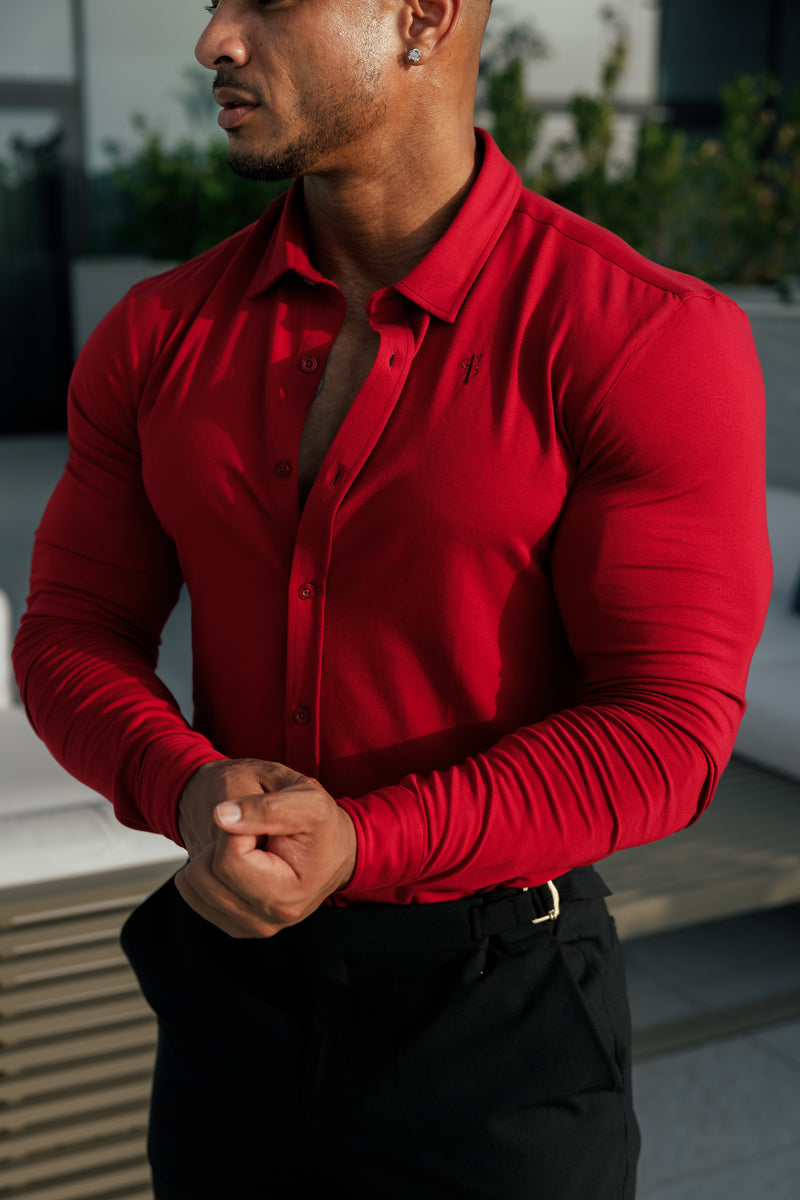 Tailliertes Langarmtrikot „Ox Blood“ von Vater und Sohn – FSD002