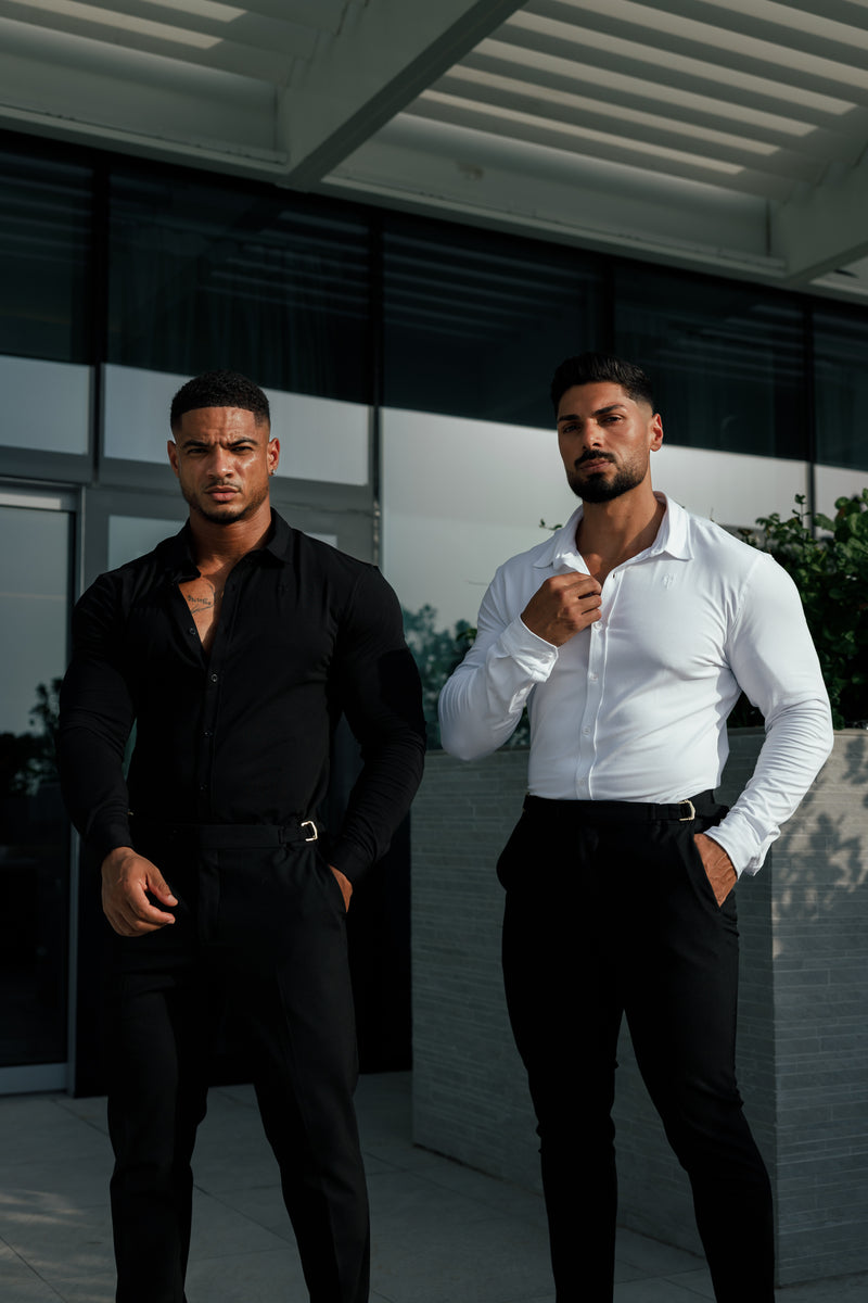 Tailliertes schwarzes Langarmtrikot „Vater und Sohn“ – FSD004