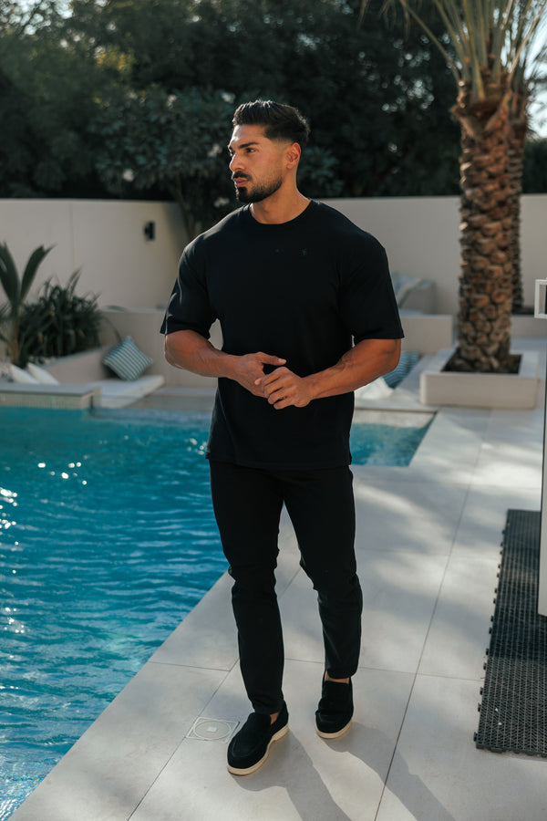 Vater-Söhne-T-Shirt, klassisch, Schwarz/Schwarz, Oversized, Rundhalsausschnitt – FSH1418