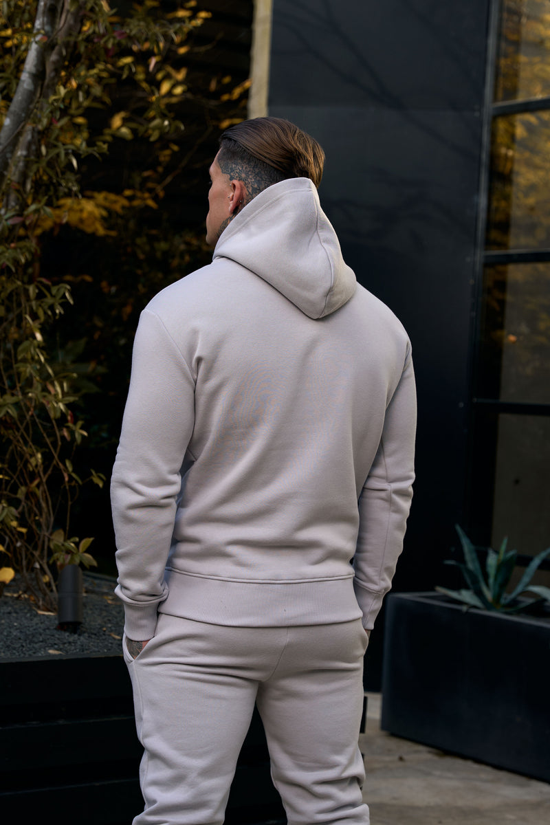 FS-Kapuzenpullover in schlichtem Hellgrau mit FS-Branding – FSH1190