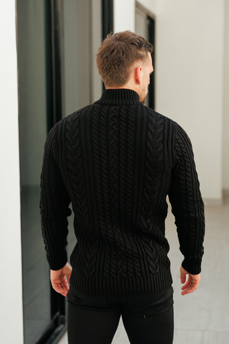 Father Sons Funnel Neck Full Zip Cardigan Black -  FSJ144 (PRE ORDER 21ST DECEMBER)