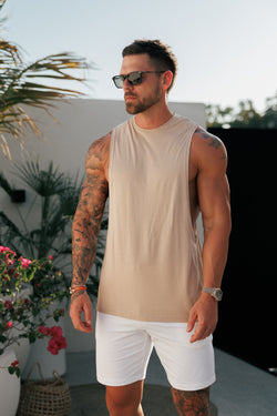 Vater und Sohn Klassische Bambusweste mit tiefem Armausschnitt in Beige – FSH1342